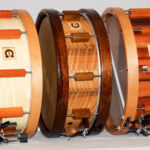 left select classic maple 14x 5,5 middle select nut 14x5 right select classic pear 14x6 with doublestrainer system woodhoops and kalfoheads