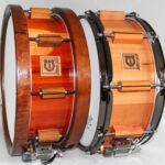left classic pear with extra woodhoops 14x5 right classic pear with black chrome hoops 14x6